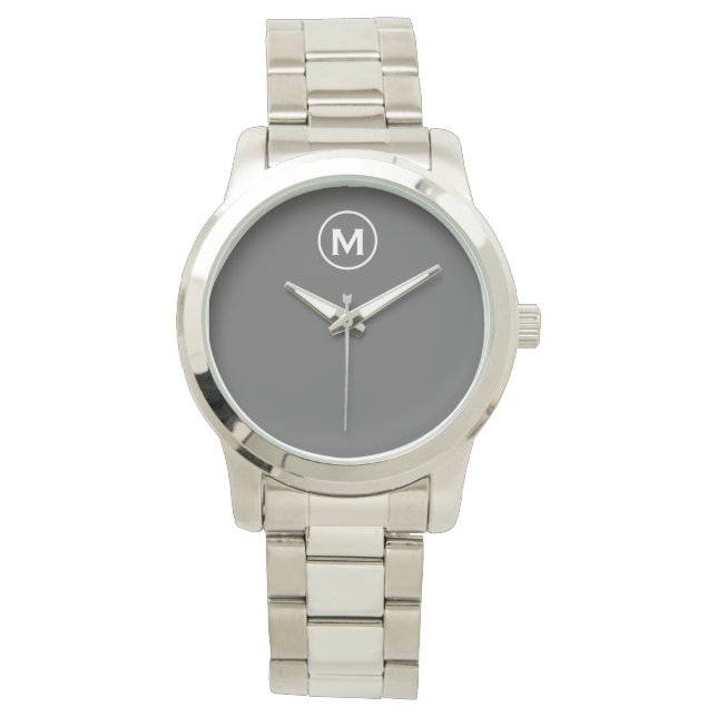 Modern minimalistisch grijs monogram horloge (Voorkant)