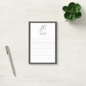Modern minimalistisch grijs monogram uitgelijnd post-it® notes (Kantoor)