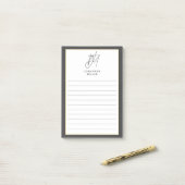 Modern minimalistisch grijs monogram uitgelijnd post-it® notes (Op bureau)