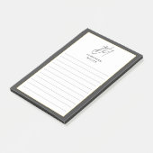 Modern minimalistisch grijs monogram uitgelijnd post-it® notes (Schuin)