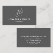 Modern minimalistisch grijs monogram visitekaartje (Voorkant / Achterkant)
