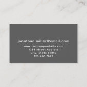 Modern minimalistisch grijs monogram visitekaartje (Achterkant)