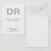 Modern minimalistisch grijs monogram wit groot visitekaartje (Voorkant / Achterkant)