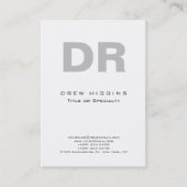 Modern minimalistisch grijs monogram wit groot visitekaartje (Voorkant)