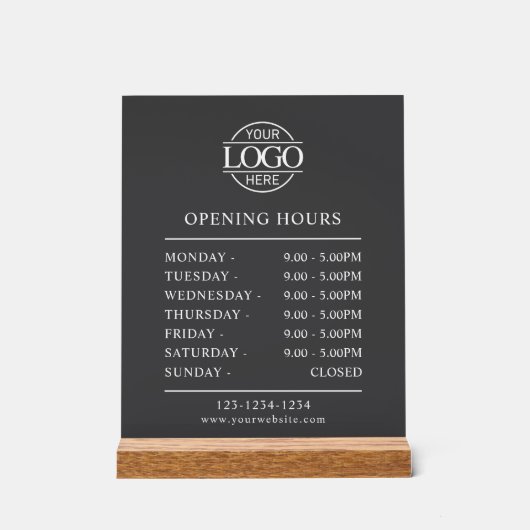 Modern minimalistisch grijs | Openingstijden van b Acryl Bord (Voorkant)