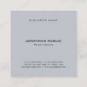 Modern minimalistisch grijs plein met elegant prof vierkante visitekaartje (Achterkant)