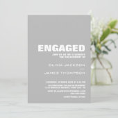 Modern minimalistisch grijs verlovingsfeest kaart (Staand voorkant)