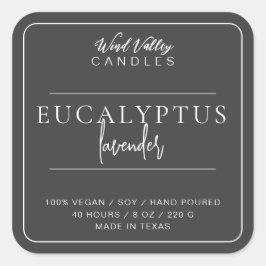 Modern minimalistisch grijs wit kaarsenlabel vierkante sticker