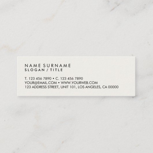 Modern minimalistisch grijze Linen Elegant Gold Mo Mini Visitekaartje (Achterkant)