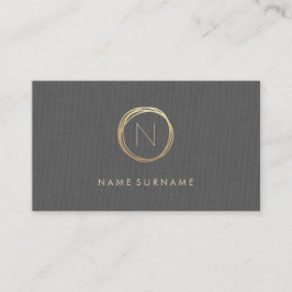 Modern minimalistisch grijze Linen Elegant Gold Mo Visitekaartje