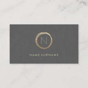 Modern minimalistisch grijze Linen Elegant Gold Mo Visitekaartje
