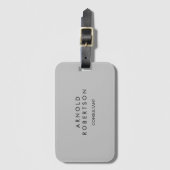 Modern minimalistisch grijze naamlabel bagagelabel (Voorkant (verticaal))