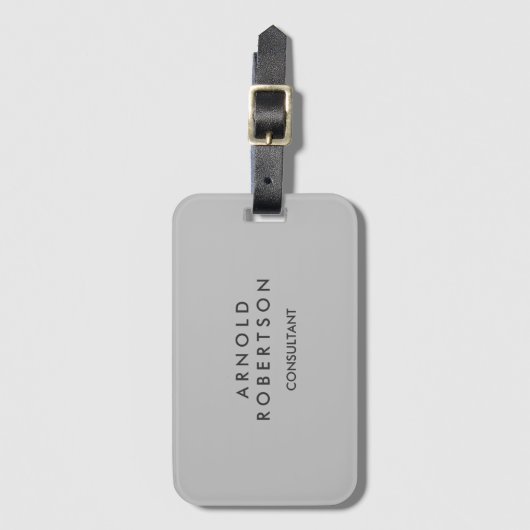 Modern minimalistisch grijze naamlabel bagagelabel (Voorkant (verticaal))