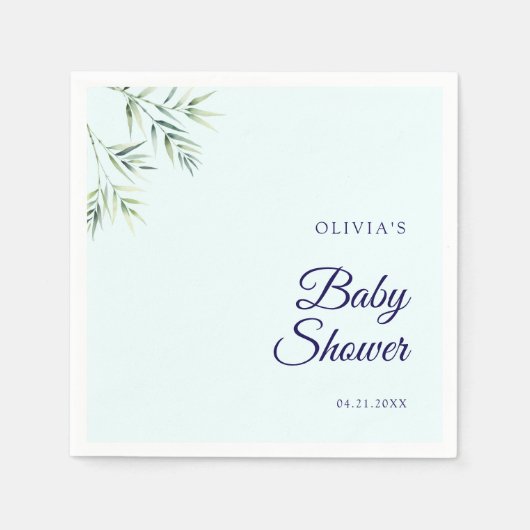 Modern minimalistisch groen Baby shower servetten (Voorkant)