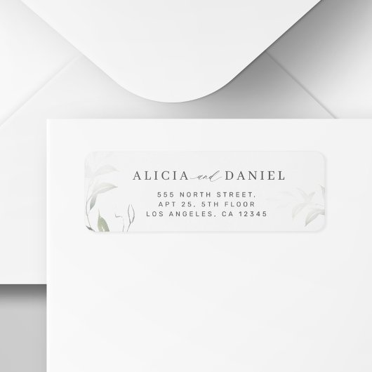 Modern minimalistisch groen bruiloft retour adres etiket