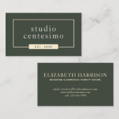 Modern minimalistisch Groen Cream Visitekaartje (Voorkant / Achterkant)