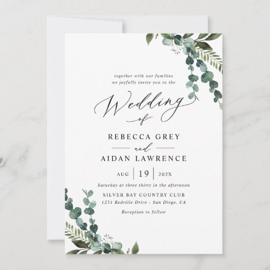 Modern minimalistisch groen huwelijk kaart (Voorkant)
