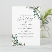 Modern minimalistisch groen huwelijk kaart (Staand voorkant)
