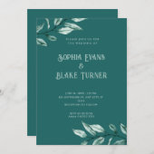 Modern minimalistisch groen huwelijk kaart (Voorkant / Achterkant)