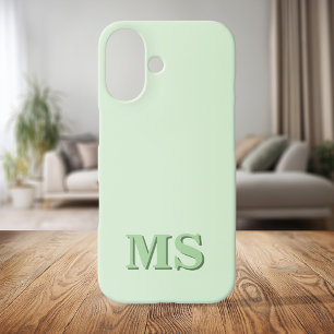 Modern minimalistisch groen Initiaal monogram iPhone 16 Hoesje