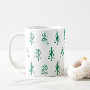 Modern minimalistisch groen kerstboompatroon koffiemok