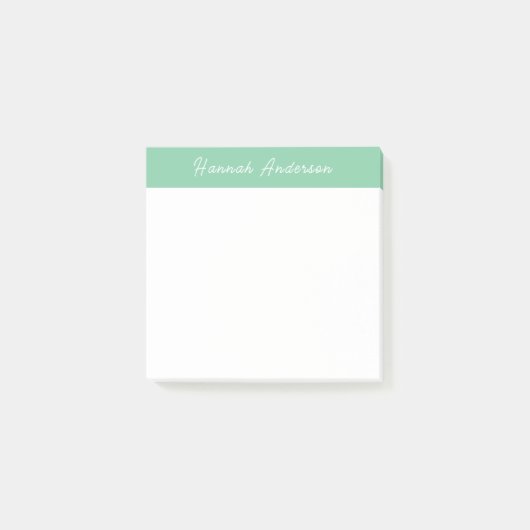 Modern Minimalistisch Groen Monogram Volledige Naa Post-it® Notes (Voorkant)