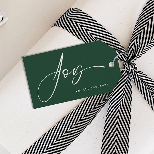 Modern Minimalistisch Groen Script Kerstmis Cadeaulabel