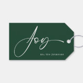 Modern Minimalistisch Groen Script Kerstmis Cadeaulabel (Voorkant (Horizontaal))