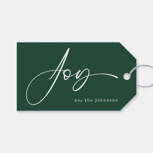 Modern Minimalistisch Groen Script Kerstmis Cadeaulabel (Voorkant (Horizontaal))