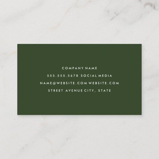 Modern minimalistisch groen visitekaartje (Achterkant)
