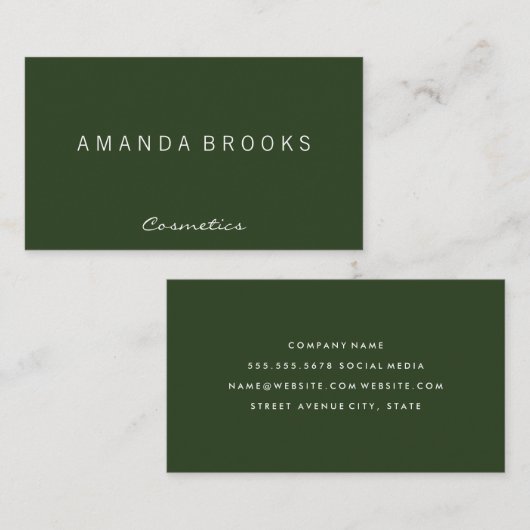 Modern minimalistisch groen visitekaartje (Voorkant / Achterkant)
