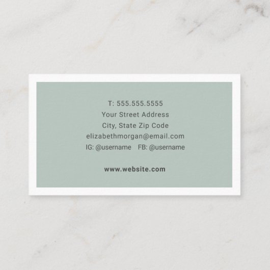 Modern minimalistisch groen Visitekaartje (Achterkant)