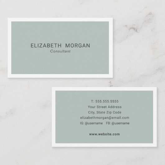 Modern minimalistisch groen Visitekaartje (Voorkant / Achterkant)