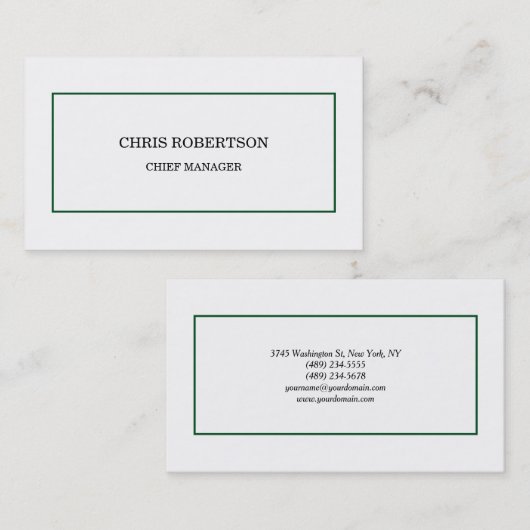 Modern minimalistisch groen wit visitekaartje (Voorkant / Achterkant)