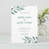 Modern minimalistisch groen withuwelijk kaart (Staand voorkant)
