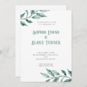 Modern minimalistisch groen withuwelijk kaart (Voorkant / Achterkant)