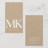 Modern minimalistisch groots monogram uniek Kraft Visitekaartje (Voorkant / Achterkant)