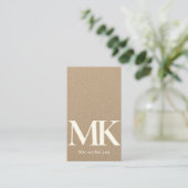 Modern minimalistisch groots monogram uniek Kraft Visitekaartje (Staand voorkant)