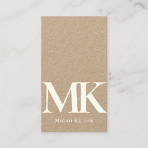 Modern minimalistisch groots monogram uniek Kraft Visitekaartje