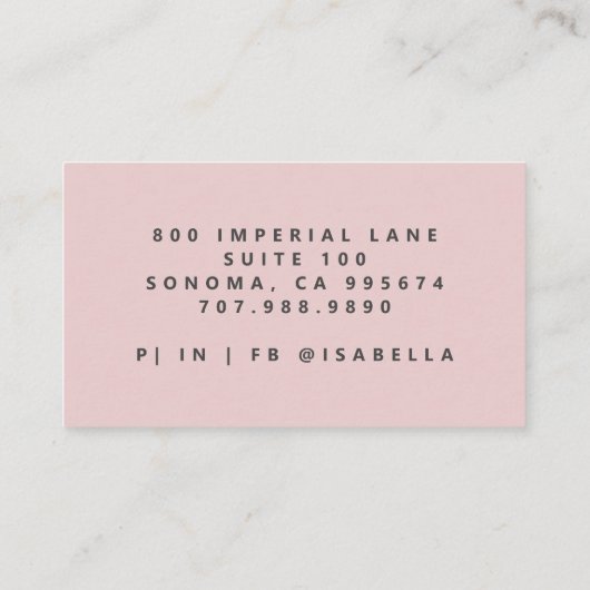 Modern minimalistisch haar stylist script Blush Pi Visitekaartje (Achterkant)