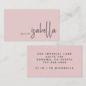 Modern minimalistisch haar stylist script Blush Pi Visitekaartje (Voorkant / Achterkant)