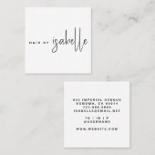 Modern minimalistisch haarstylist script vierkante visitekaartje (Voorkant / Achterkant)
