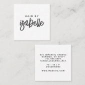 Modern minimalistisch haarstylist script vierkante visitekaartje (Voorkant / Achterkant)