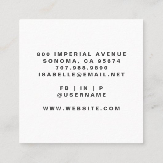 Modern minimalistisch haarstylist script vierkante visitekaartje (Achterkant)