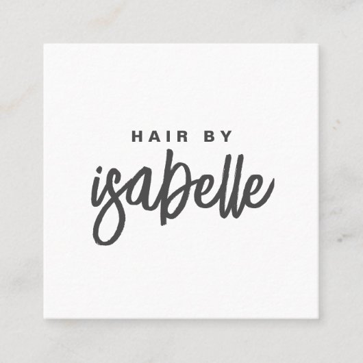 Modern minimalistisch haarstylist script vierkante visitekaartje (Voorkant)