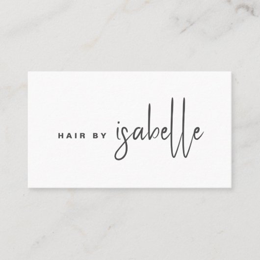 Modern minimalistisch haarstylist script visitekaartje (Voorkant)