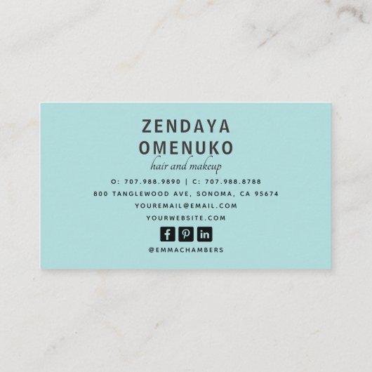 Modern minimalistisch Hair Makeup Artist Photo Squ Visitekaartje (Achterkant)