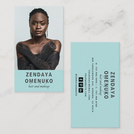 Modern minimalistisch Hair Makeup Artist Photo Squ Visitekaartje (Voorkant / Achterkant)