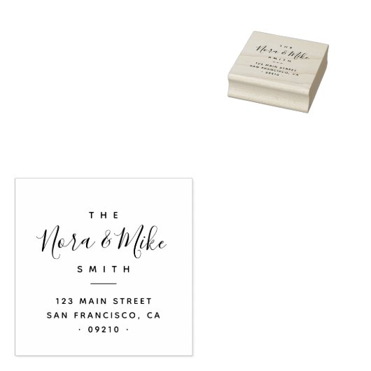 Modern minimalistisch handgeschreven familieadres rubberstempel (Gestempeld)