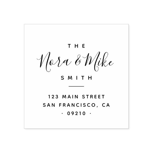 Modern minimalistisch handgeschreven familieadres rubberstempel (Afrduk)